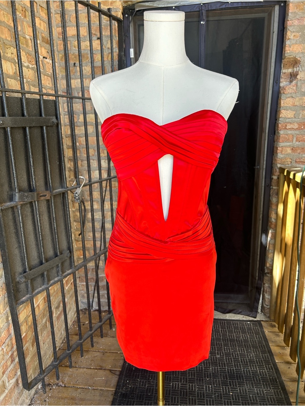 AKIRA Strapless Red Cutout Cocktail Dress